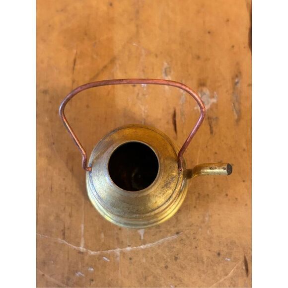 ANTIQUE HANDMADE SOLDERED MINI COPPER BRASS KETTLE 2.25" HOLLAND - Picture 5 of 7